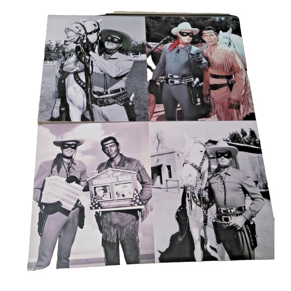 Lot 4 CLAYTON MOORE 1950s The Lone Ranger Movie Still Photos Black White Fujifil - Picture 1 of 6